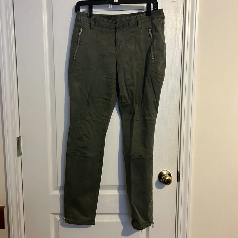 INC army green pants with zipper on legs